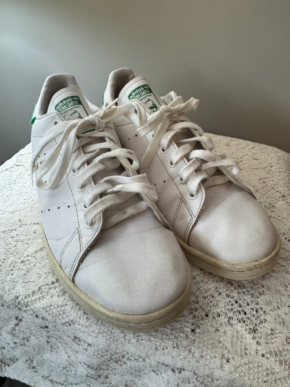 Men's Adidas Stan Smith Leather Tennis Shoes Size 10.5 Green Logo